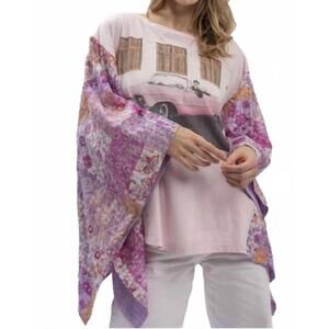 NEW BLUE VELVET elvis poncho sleeve top in pink
